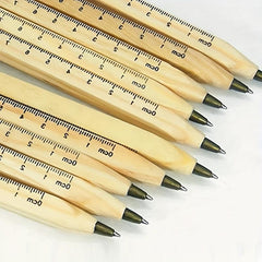 3pcs Multifunctional Ballpoint Pens with Wooden Ruler for School & Office