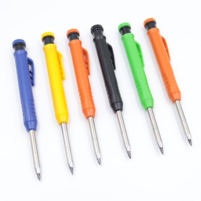 Carpenter Pencil Set 6 Cores Built in Sharpener Marking Tool Woodworking