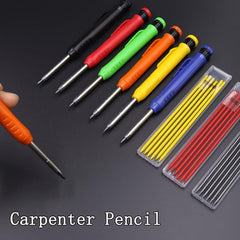 Carpenter Pencil Set 6 Cores Built in Sharpener Marking Tool Woodworking