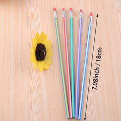 5pcs Soft Stripe Pencils, Perfect for Drawing & Writing