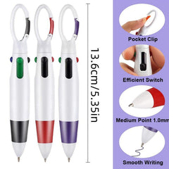 4pcs Neon Carabiner Shuttle Pens with Keychain