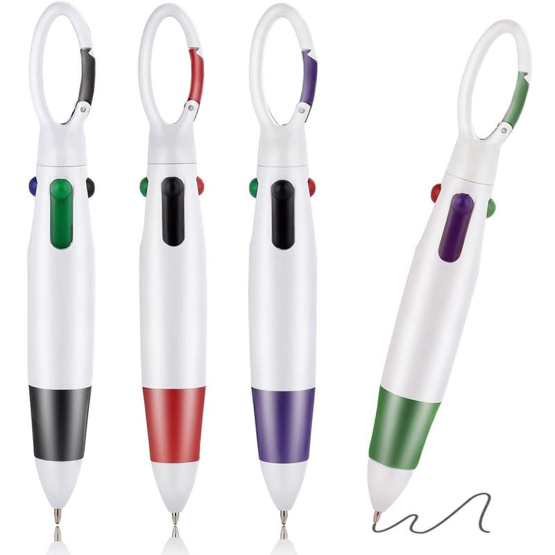 4pcs Neon Carabiner Shuttle Pens with Keychain