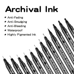 12pcs Waterproof Ink Fineliner Pens Set for Art Sketching Watercolor Multiliner
