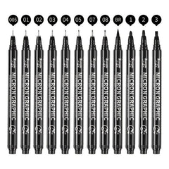 12pcs Waterproof Ink Fineliner Pens Set for Art Sketching Watercolor Multiliner