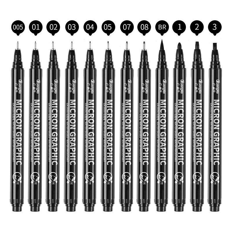 12pcs Waterproof Ink Fineliner Pens Set for Art Sketching Watercolor Multiliner
