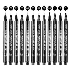 12pcs Waterproof Ink Fineliner Pens Set for Art Sketching Watercolor Multiliner