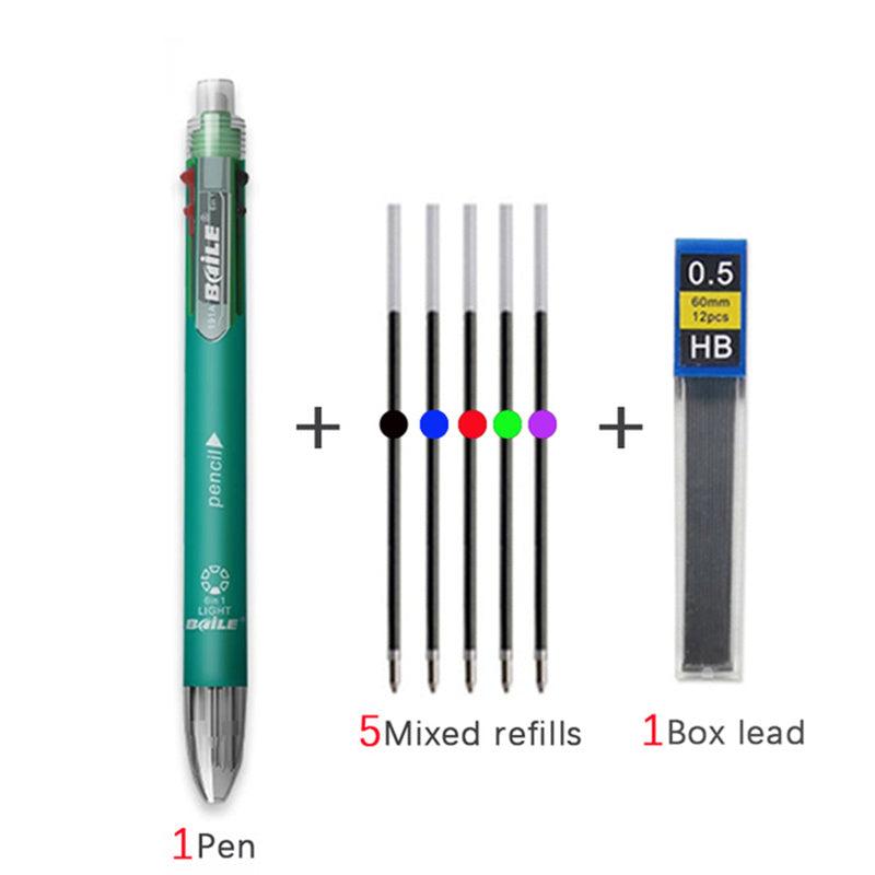 6-in-1 Multicolor Ballpoint Pens with Pencil