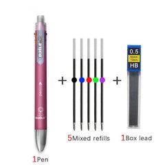 6-in-1 Multicolor Ballpoint Pens with Pencil