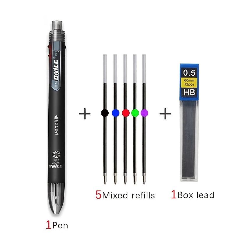 6-in-1 Multicolor Ballpoint Pens with Pencil