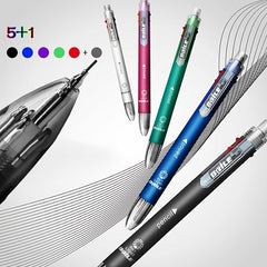 6-in-1 Multicolor Ballpoint Pens with Pencil