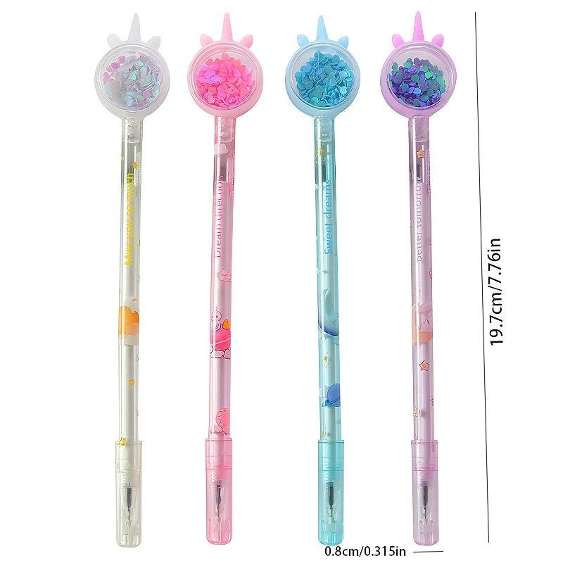 4pcs Unicorn Sequin Gel Pens Student Gift 0.5mm Refill for Writing & Signing