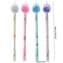 4pcs Unicorn Sequin Gel Pens Student Gift 0.5mm Refill for Writing & Signing