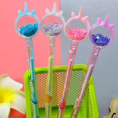 4pcs Unicorn Sequin Gel Pens Student Gift 0.5mm Refill for Writing & Signing