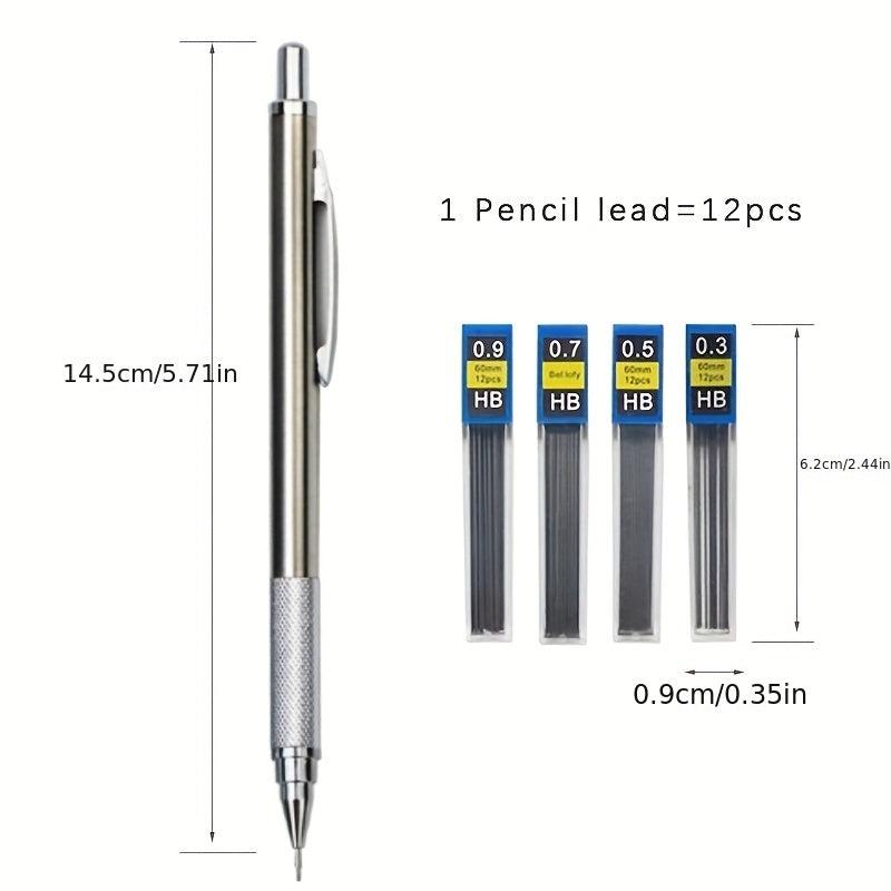4pcs Mechanical Pencil Set 0.5-2.0mm Office School Writing Art Metal Automatic