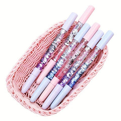 2pcs Quicksand Gel Pen With 10 Refill Christmas Pen 0.5mm Girl Heart Liquid