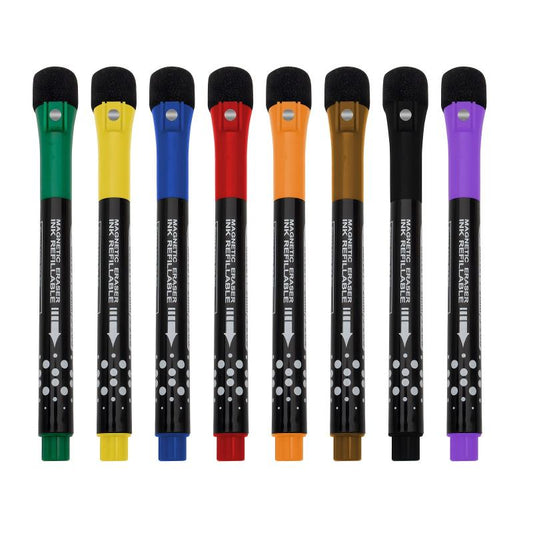 Magnetic Dry Erase Markers 8 Colors Fine Tip with Eraser Cap