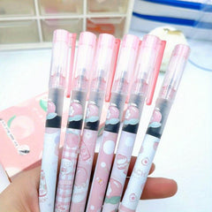 6pcs Cartoon Straight Liquid Pens 0.5mm Peach