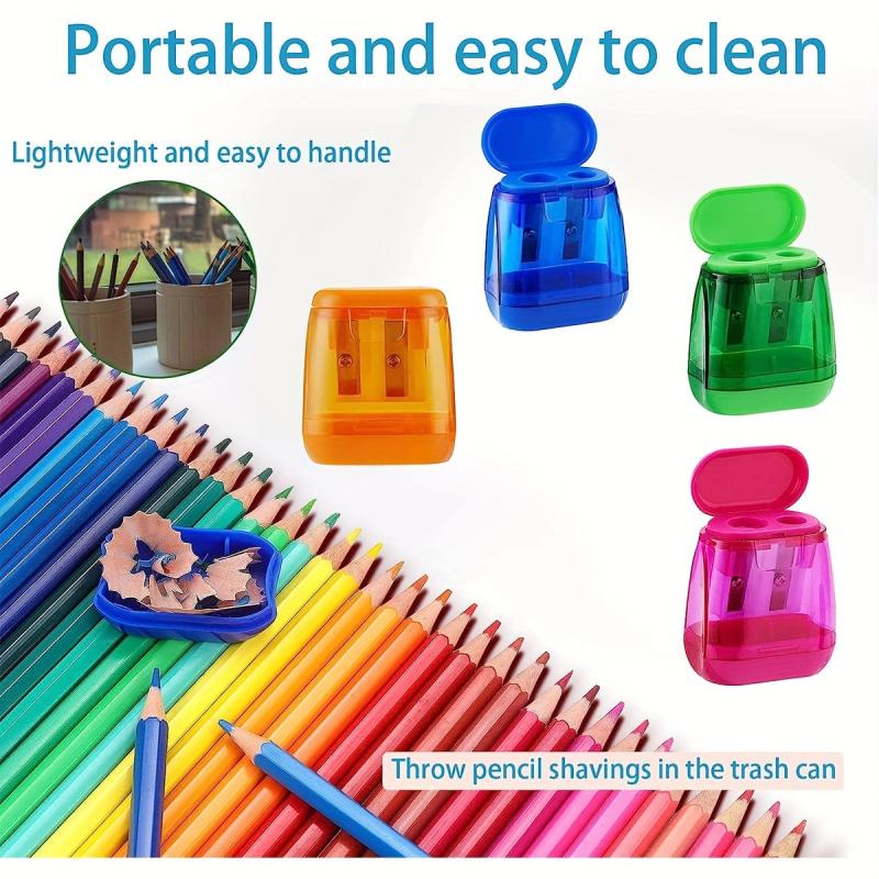 4pcs Manual Pencil Sharpeners Dual Holes Student Supplies