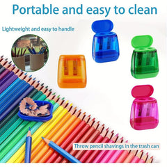 4pcs Manual Pencil Sharpeners Dual Holes Student Supplies
