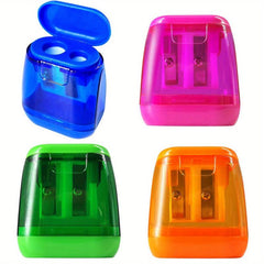 4pcs Manual Pencil Sharpeners Dual Holes Student Supplies