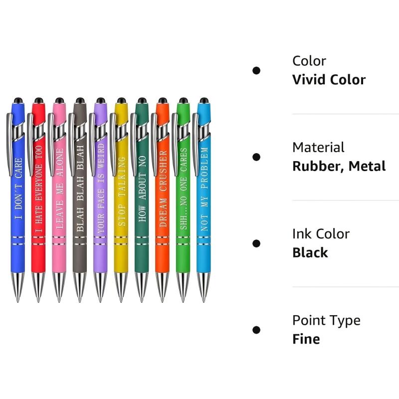 10pcs Inspirational Quotes Ballpoint Pens for Office with Encouraging Scriptures
