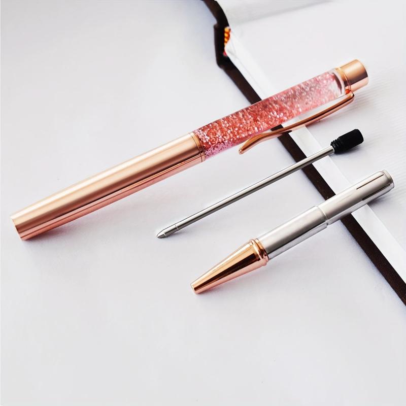 Rose Golden Ballpoint Pens with Quicksand Sparkle - Perfect Gift for Girls