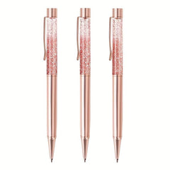 Rose Golden Ballpoint Pens with Quicksand Sparkle - Perfect Gift for Girls