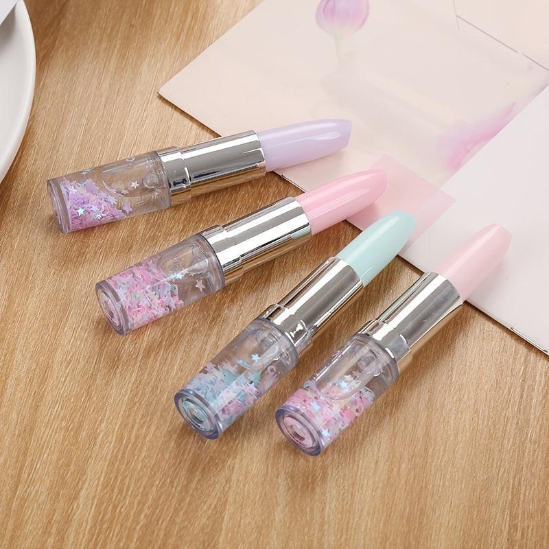 0.5mm Gel Pen for Girls with Lipstick Pen & Red Pocket Bag