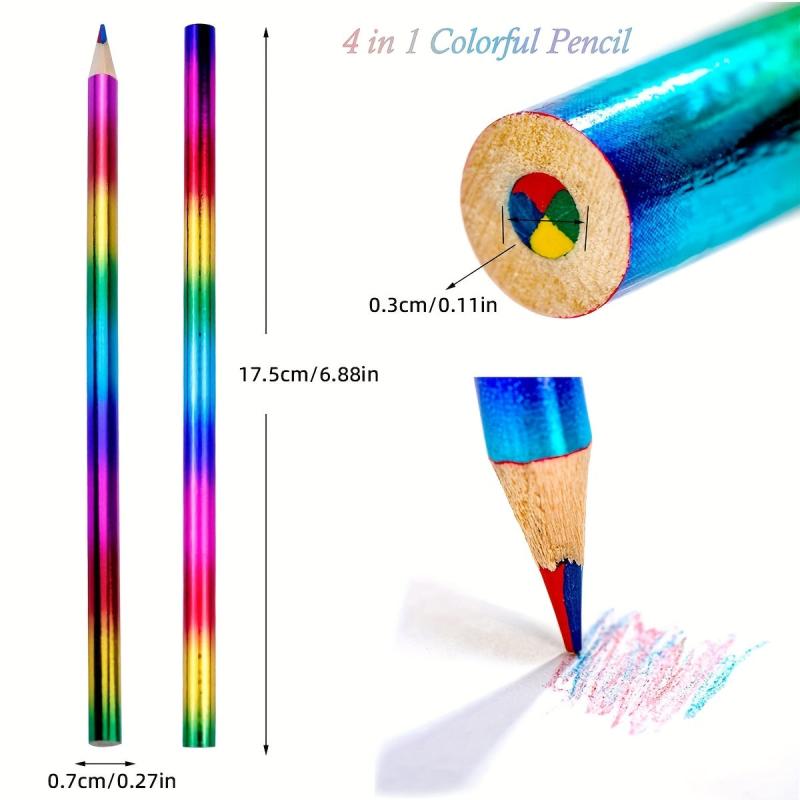 Rainbow Colored Pencils - 4 Colors in 1 - 8pcs/16pcs