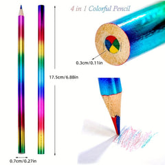 Rainbow Colored Pencils - 4 Colors in 1 - 8pcs/16pcs