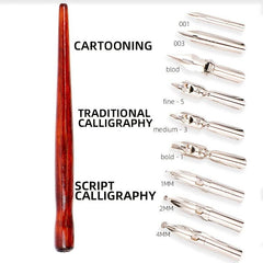 9 Calligraphy Nibs Dip Pen Set Cartoon Animation Lettering Sketching Art