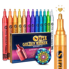12pcs Metallic Paint Pens Acrylic Markers for Scrapbook Paper