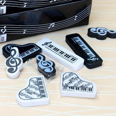 3pcs Note & Piano Eraser Pack, Portable Pencil Eraser for Students