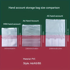 5pcs A5 A6 Bill Bags Business Card Bag PVC Zipper Bag Storage Replacement