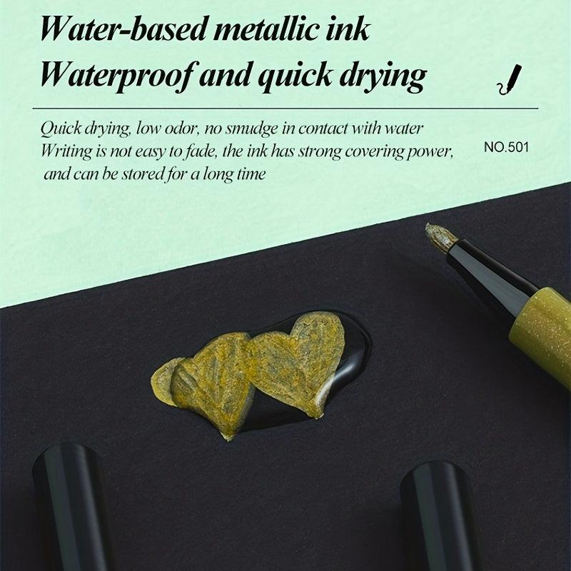 10 Metallic Marker Pens for Rock Painting, Ceramics, Wood, Fabric