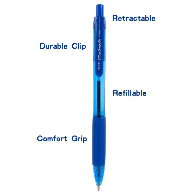 24 Pack AIHAO Blue Ink Ballpoint Pens Medium Point Retractable Smooth Writing