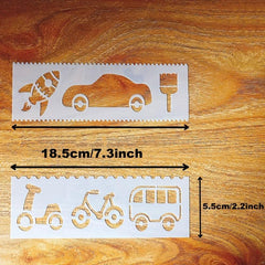 Kids Stencil Set 17 Letter Flower Leaf Weather Building Car & Animal Stencils