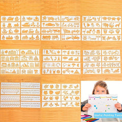 Kids Stencil Set 17 Letter Flower Leaf Weather Building Car & Animal Stencils