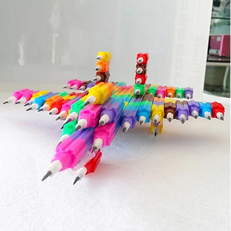 4pcs Shape shifting Rainbow Building Block Pencil