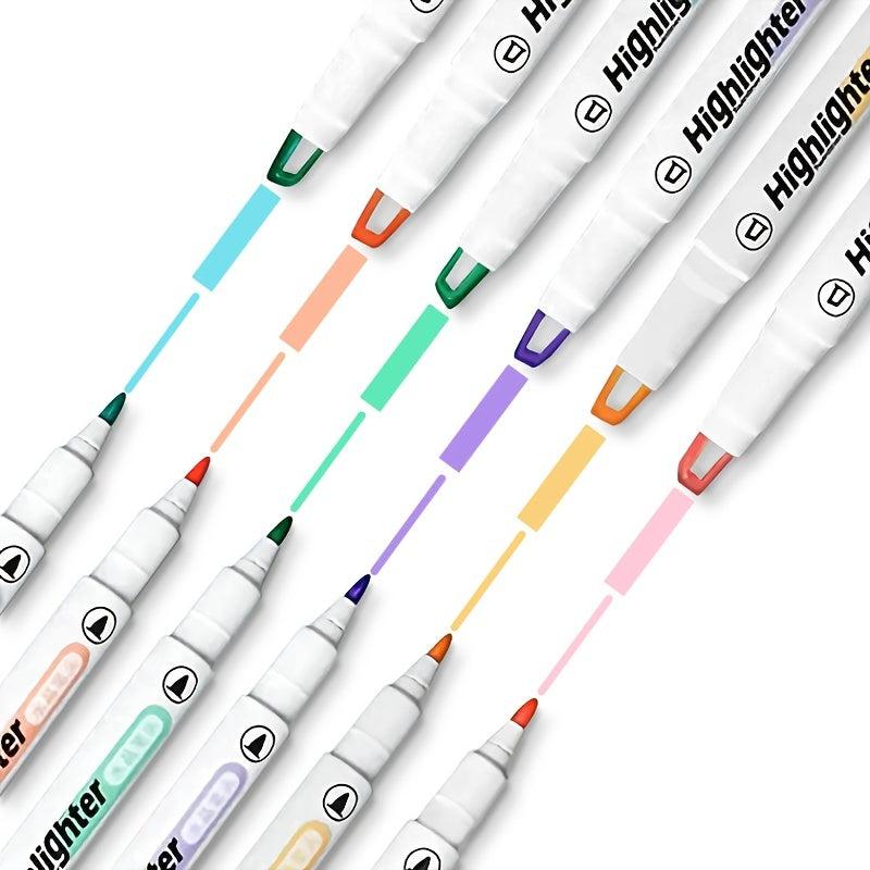 Double Tip Highlighter Pens - Macaron Markers Midliner Pastel - Set Of 6