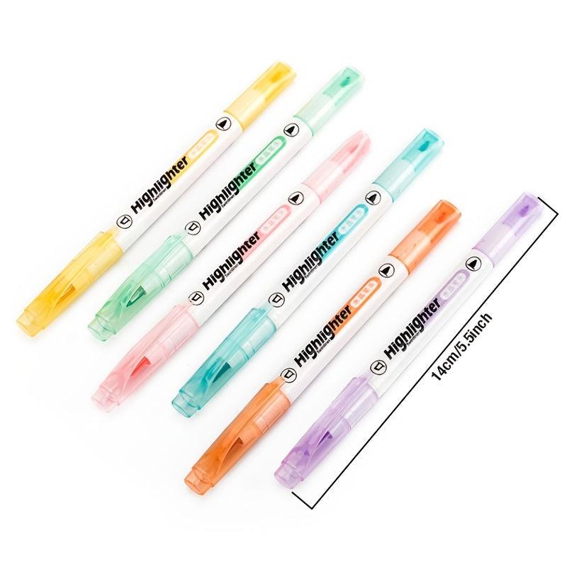 Double Tip Highlighter Pens - Macaron Markers Midliner Pastel - Set Of 6