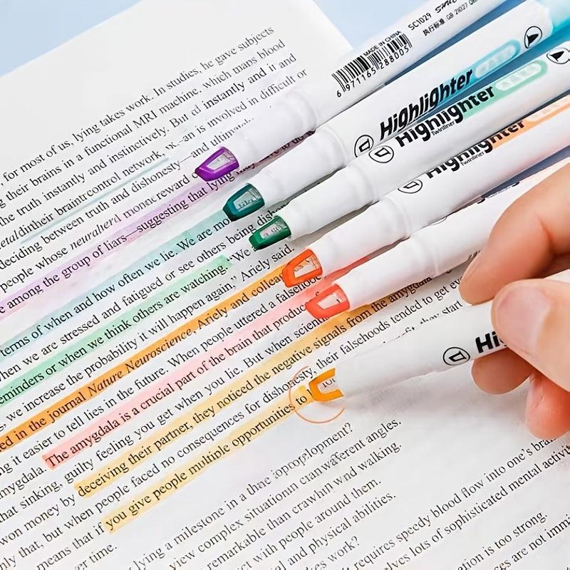 Double Tip Highlighter Pens - Macaron Markers Midliner Pastel - Set Of 6