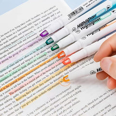 Double Tip Highlighter Pens - Macaron Markers Midliner Pastel - Set Of 6