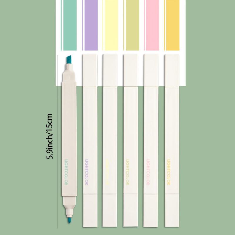 6pcs Morandi Double Ended Highlighters - Students Marking Key Points