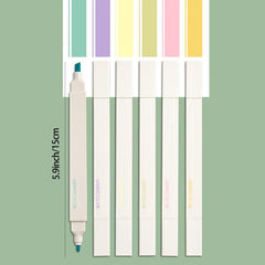 6pcs Morandi Double Ended Highlighters - Students Marking Key Points