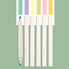 6pcs Morandi Double Ended Highlighters - Students Marking Key Points