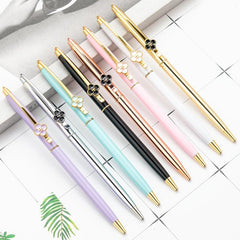 Stylish Four Leaf Grass Pen w/ Metal Ballpoint & Refill