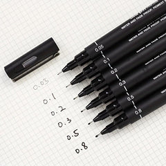 6 Tip Sizes Drawing Pens Fine Single Needle Technology Ink