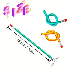 10pcs 17.78cm Flexible Soft Pencils Colored Striped Novelty Pencil