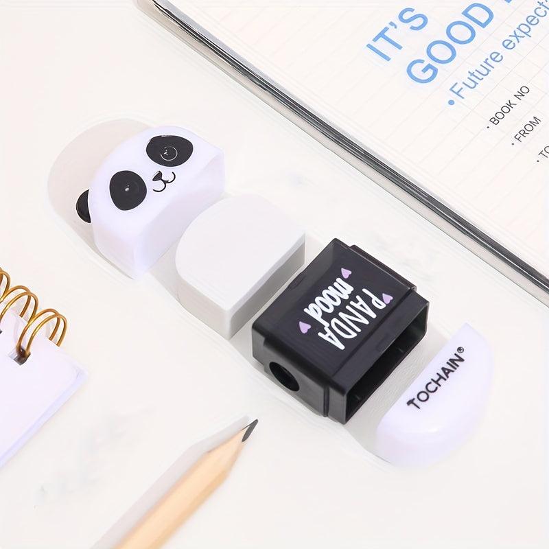 Cartoon Panda Eraser Pencil Sharpener 2-in-1 Multifunctional Eraser